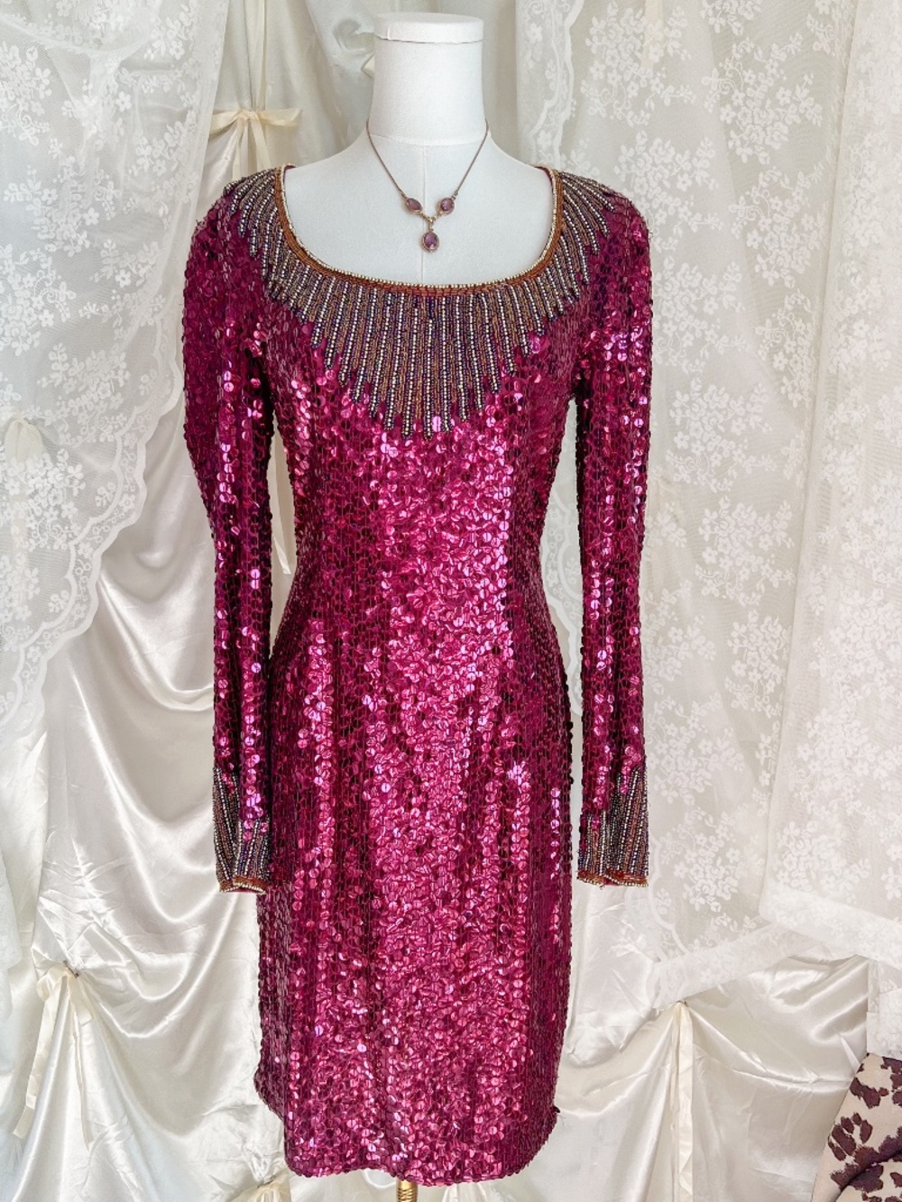 Vintage Niteline Beaded & Sequined Mini Dress